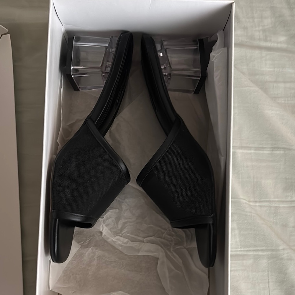 Topshop Black Heels with Clear Block Heel